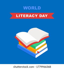 This is a vector illustration of a book for International Literacy Day.