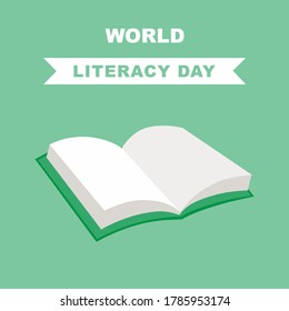 This is a vector illustration of a book for International Literacy Day.