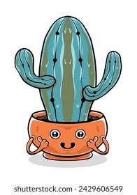 This is a vector illustration of a cactus with the addition of a pot emoji.