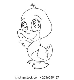 this is a vector illustration of cartoon Cute Duck With coloring book pages picture,line art,outline.