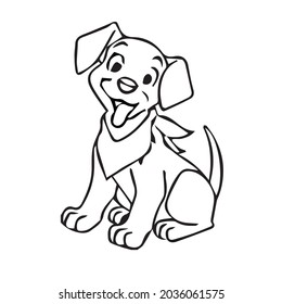 this is a vector illustration of cartoon Cute Dog With coloring book pages picture,line art,outline.