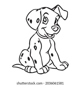 this is a vector illustration of cartoon Cute Dog With coloring book pages picture,line art,outline.