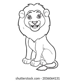 esta es una ilustración vectorial de la caricatura Cute Leao con la pintura de las páginas de libros de color, el arte de línea, el contorno.