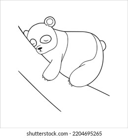 This is a vector illustration of cartoon Cute Panda With coloring book pages images ,Panda line art,Panda outline drawing  and vector art