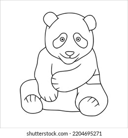 This is a vector illustration of cartoon Cute Panda With coloring book pages images ,Panda line art,Panda outline drawing  and vector art