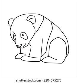 This is a vector illustration of cartoon Cute Panda With coloring book pages images ,Panda line art,Panda outline drawing  and vector art