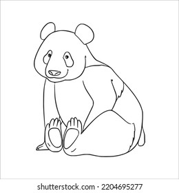 This is a vector illustration of cartoon Cute Panda With coloring book pages images ,Panda line art,Panda outline drawing  and vector art