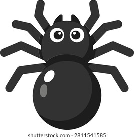 This is a vector illustration of a cartoon spider, featuring large white eyes and a simplified, rounded body and legs.
