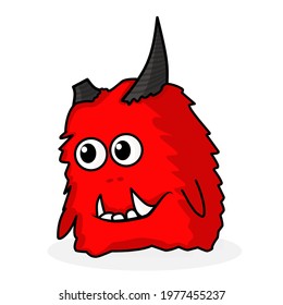 This vector illustration is a character that has red fur or skin and has horns