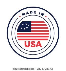 This is a vector illustration of a circular emblem displaying the American flag, set against a white background.