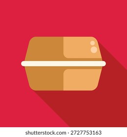 Esta Ilustración vectorial de un contenedor de comida rápida de poliestireno cerrado sobre un fondo rosa es perfecta para proyectos relacionados con la comida, la comida para llevar, la comodidad y más