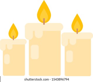 This is vector illustration. Cute cartoon candle. Illustration in flat style.