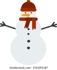 This is vector illustration. Cute snowman in flat style.