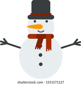 This is vector illustration. Cute snowman in flat style.