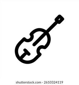 This vector illustration depicts a classic violin in a simple black outline style. The design highlights the instruments elegant shape and features, making it perfect for music related themes.