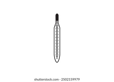 This vector illustration depicts a digital thermometer with a simple black and white design, featuring an LCD screen displaying a temperature reading of 98.6°F.