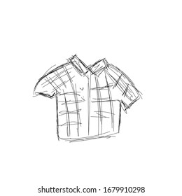 This vector illustration depicts a doodle forester's shirt, hand-drawn