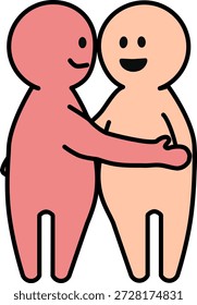 This vector illustration depicts the love between two people in a cute cartoon style.
