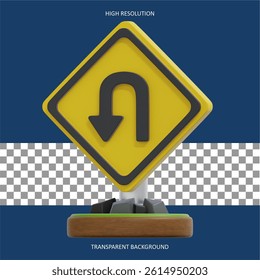 This vector illustration depicts a simple turn back left arrow sign for directional guidance, perfect for use in wayfinding systems or informational graphics.