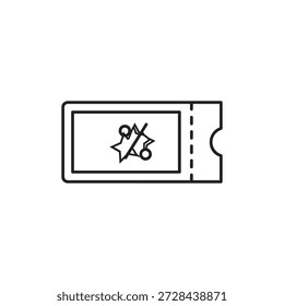 Esta ilustração vetorial representa um ticket com um design de estrela. O bilhete é delineado com uma borda limpa e simples, e apresenta um símbolo de estrela proeminentemente no centro. Ideal para fins de evento, admissão ou entrada.