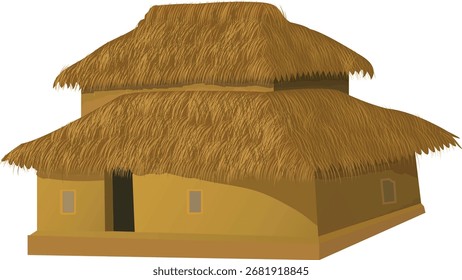 Esta Ilustración vectorial representa una casa rural tradicional 