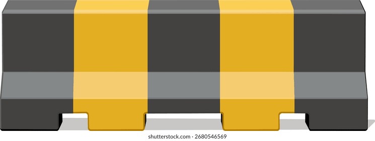 Esta Ilustración vectorial representa una barrera de tráfico con franjas amarillas y grises. Está diseñado para mejorar la seguridad vial en áreas de construcción y entornos urbanos.