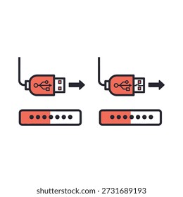 This vector illustration depicts two network switch connections with cables and ports. It showcases the setup and connectivity between network devices, ideal for educational and technical purposes.
