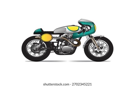 Este diseño de Ilustración vectorial de una motocicleta es verde y tiene un fondo negro, adecuado para todo el contenido.
