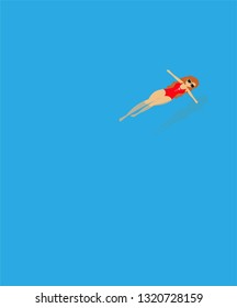 This is a vector and illustration design of woman who is swimming in the sea alone. This vector is nice and good for summer time.  