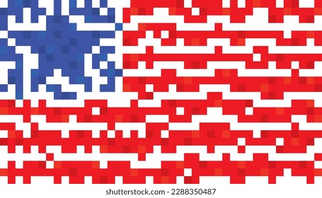 this vector illustration design,classic america flag.pixel art design with a single star and stripes that stronglysymbolizes the pride of united state of america'
