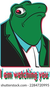 this vector illustration design,cool frog wearing tuxedo,funny cartoon character ,cool frog trying tobe good guy.