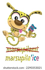 this vector illustration design,cute marsupilami bring ice cream.good design suitable for your kid,for anyone who love animal,love nature.