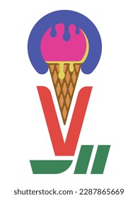 this vector illustration design,ice cream finger peace logo.it's good logo design simple ,easy to understand colorfull.there finger peace simbol relate with letter V or number 2.