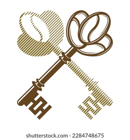 this vector illustration designkcoffee bean and key logo.an easy to understand logo,coffee is the key in the morning in every house before doing the activities