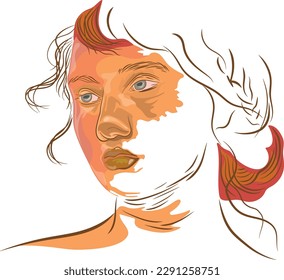 Dieses Vektorgrafik-Design, rote Kopf Frau Gesicht auf der Malerei.gutes Design für Kunstliebhaber, die Farbe ist sehr warm und beschreiben die emotionale der Figur.