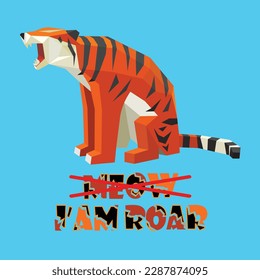 this vector illustration design,tiger roar.it's good design ,funnies,simple.this design is good for children.big cat meow.