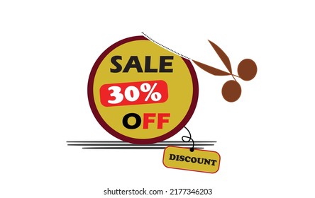 das ist eine Vektorgrafik. Preisnachlass, Symbol für Werbekampagne im Einzelhandel, Marketing für Verkaufsförderung, 30% Rabatt-Aufkleber, 30% Rabatt-Promotion.