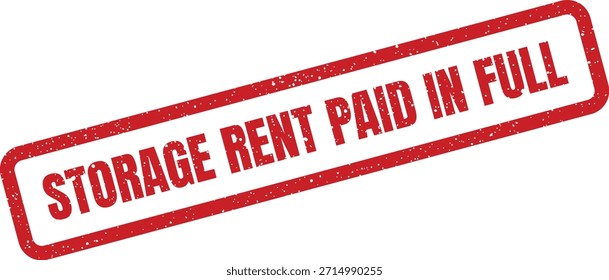 Esta Ilustración vectorial muestra un sello de goma rojo con el texto "ALQUILER DE ALMACENAMIENTO PAGADO EN SU TOTALIDAD", ideal para confirmar la finalización exitosa del pago.
