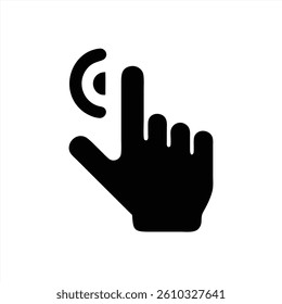 This vector illustration displays a hand with a finger positioned to indicate a touch gesture, suggesting user interaction. It emphasizes communication between user and device.
