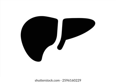 This vector illustration displays a simplified black outline of the liver, representing its anatomical shape. It is ideal for educational materials on human anatomy or health topics.