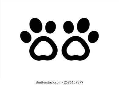This vector illustration displays two sets of black animal paw prints on a clean white background.