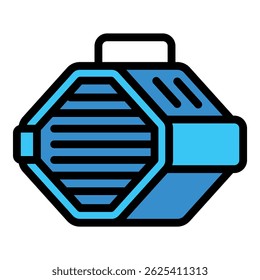 This vector illustration features a blue pet carrier, providing a safe and comfortable space for transporting animals