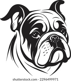 This vector illustration features a bold and distinctive bulldog face, perfect for use in designs related to sports teams, mascots, or animal lovers.  svg