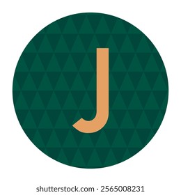 This vector illustration features a bold letter J at the center of a green circle filled with a geometric triangle pattern. Perfect for modern logos, initials, or minimalist designs.