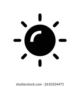 This vector illustration features a bold sun icon with radiating rays, perfect for designs related to warmth, summer, or brightness. Its minimalist design enhances any creative project.