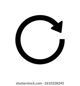 This vector illustration features a bold circular refresh icon designed for digital interfaces. The icon is simple and clear, symbolizing updates and reloading content effectively.