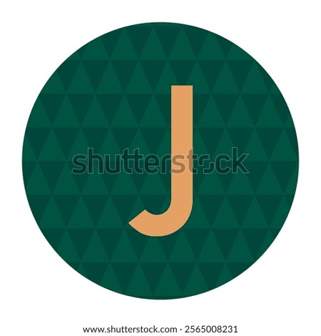 This vector illustration features a bold letter J at the center of a green circle filled with a geometric triangle pattern. Perfect for modern logos, initials, or minimalist designs.