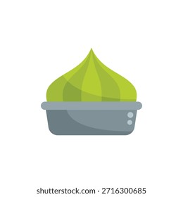 Esta Ilustración vectorial cuenta con un cuenco lleno de pasta de wasabi verde, perfecto para agregar una patada picante a sus rollos de sushi