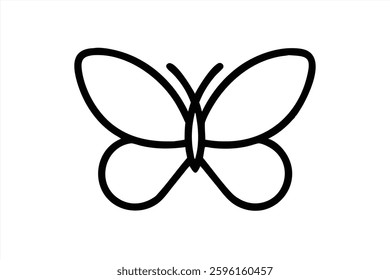 This vector illustration features a butterfly design with stylized wings created using a clean black outline. The minimalist design highlights the elegance and symmetry of the butterfly.