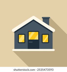 This vector illustration features a charming house covered in snow, suggesting a cozy winter atmosphere